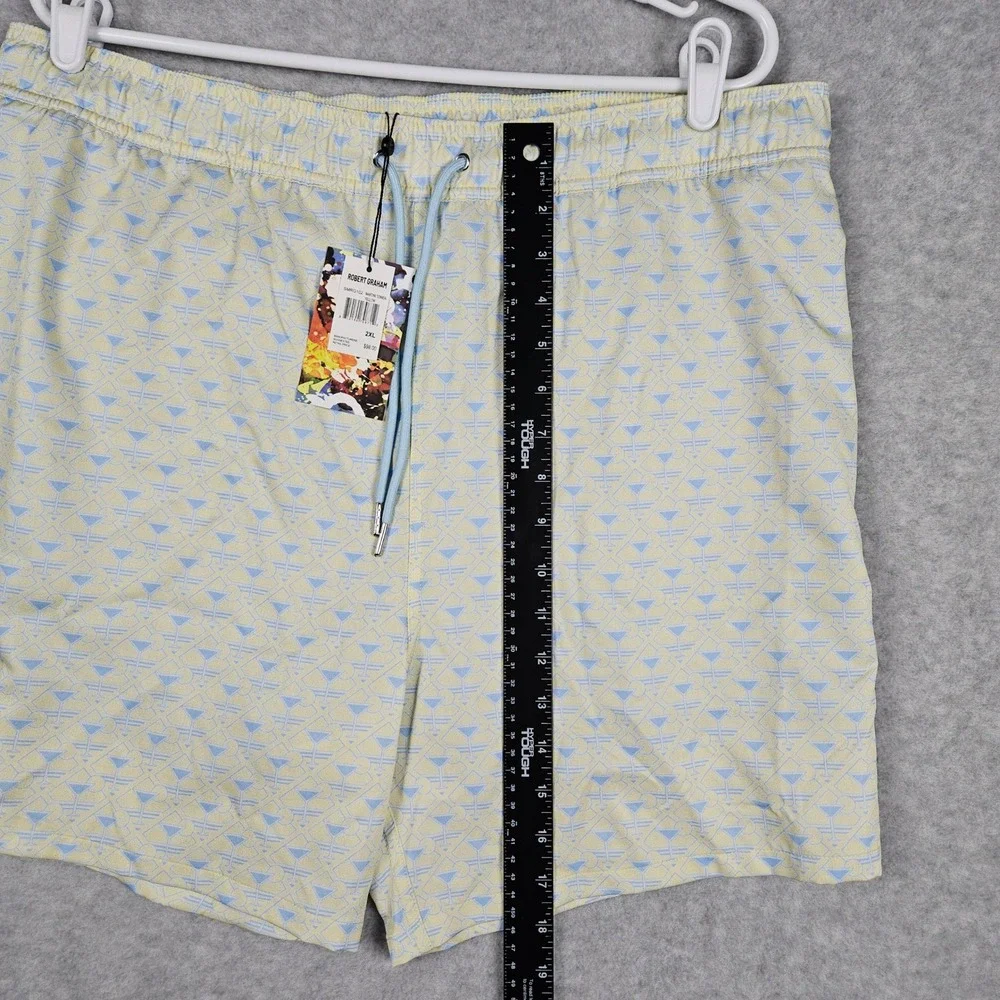 Robert Graham (Men's 2XL) Yellow Swim Trunks Martini Tower Lined Beachwear Short